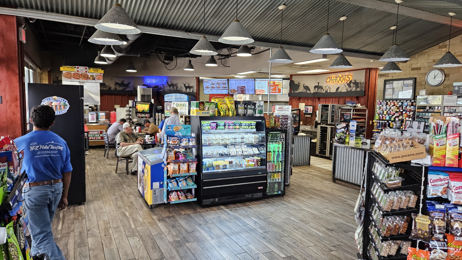 Inside the store — snack aisles and counter